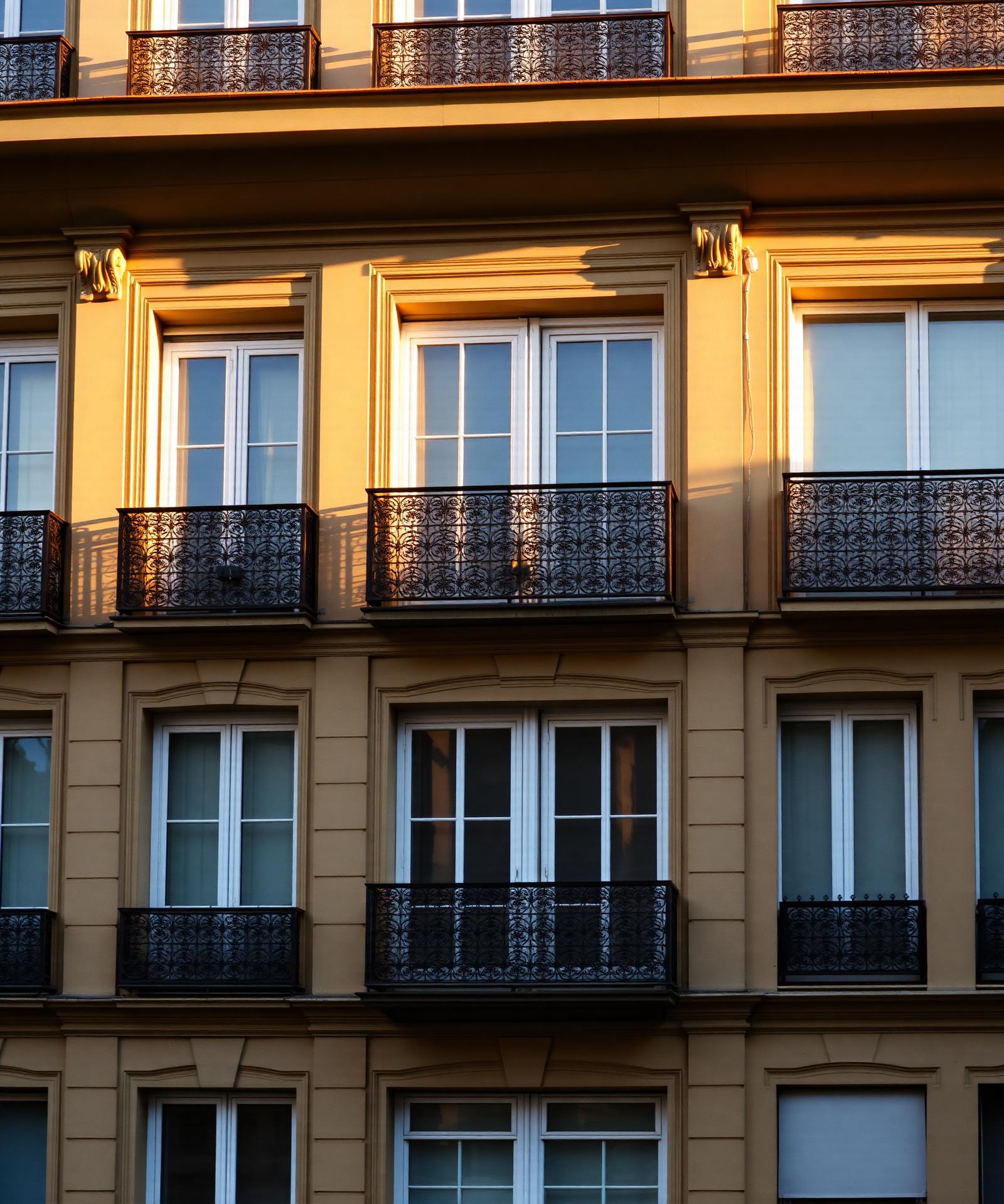Restored Haussmannian façade at golden hour
